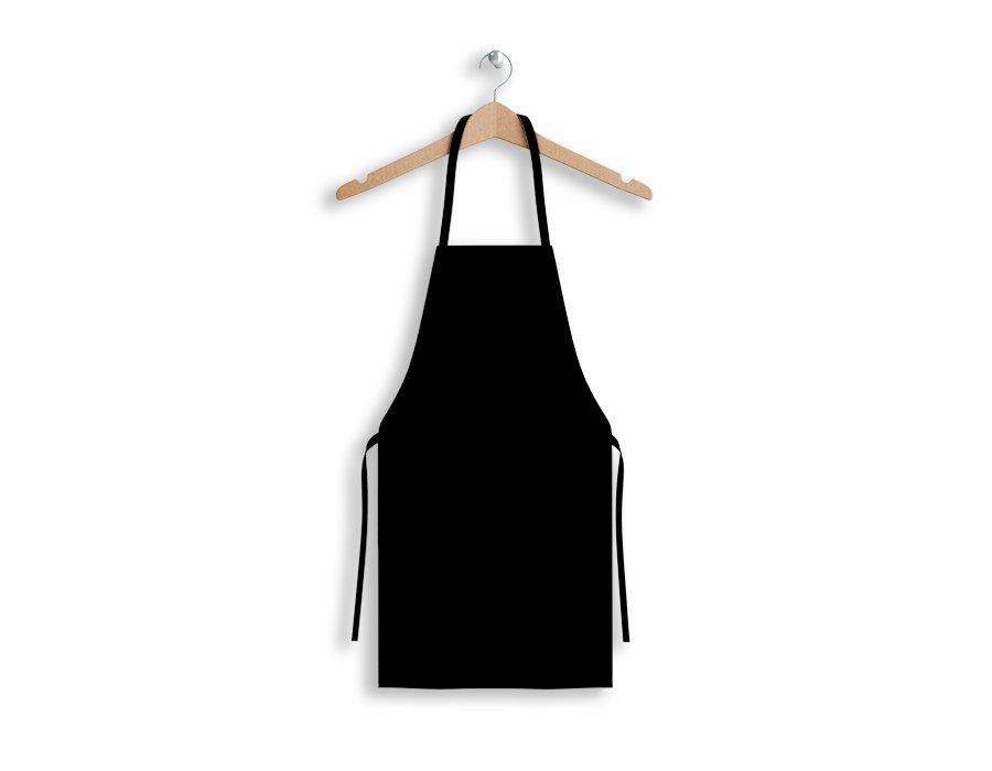 Delantal Cocinero Liso Negro (Gabardina)
