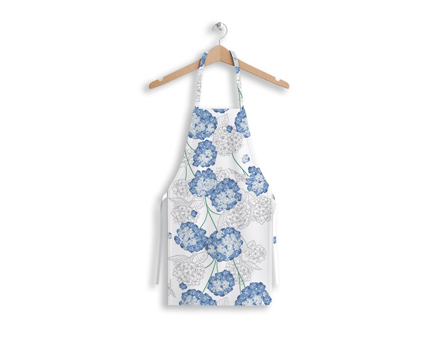 Delantal Cocinero Hortensias (Lino Viscosa Antimanchas)