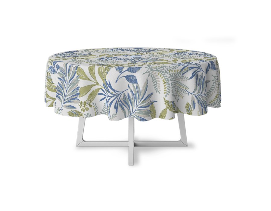 Mantel Redondo Selva Azul (Lino Viscosa Antimanchas)