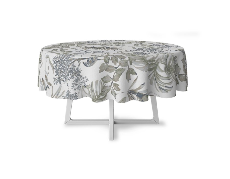 Mantel Redondo Birds Azul  (Gabardina Antimanchas)