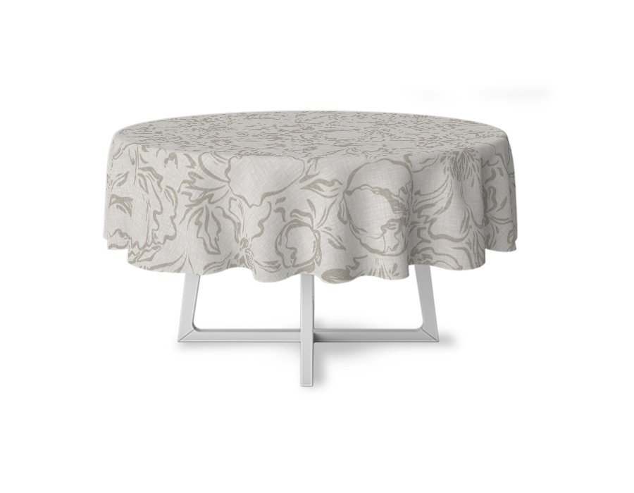 Mantel Redondo Flor Lino. (Lino Viscosa Antimanchas)