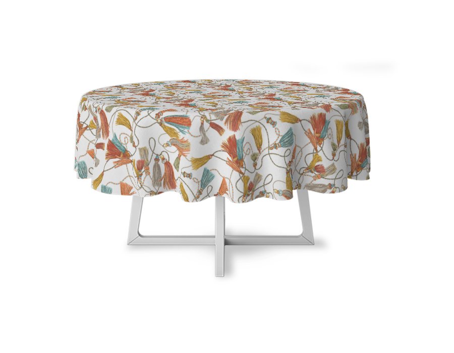 Mantel Redondo Borlas (Lino Viscosa Antimanchas)