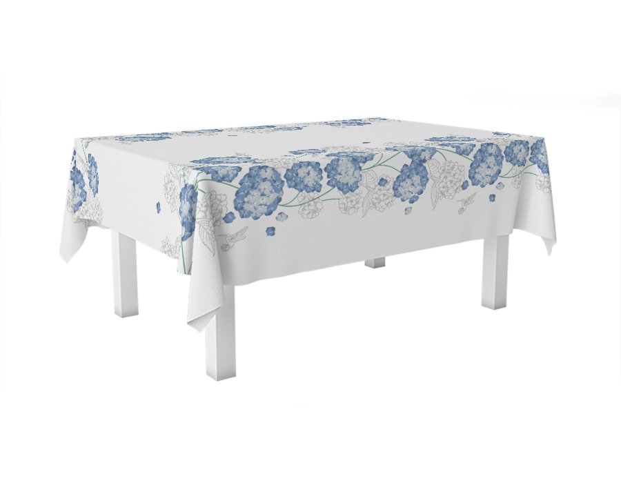 Mantel Rectangular Hortensias (Lino Viscosa Antimanchas)