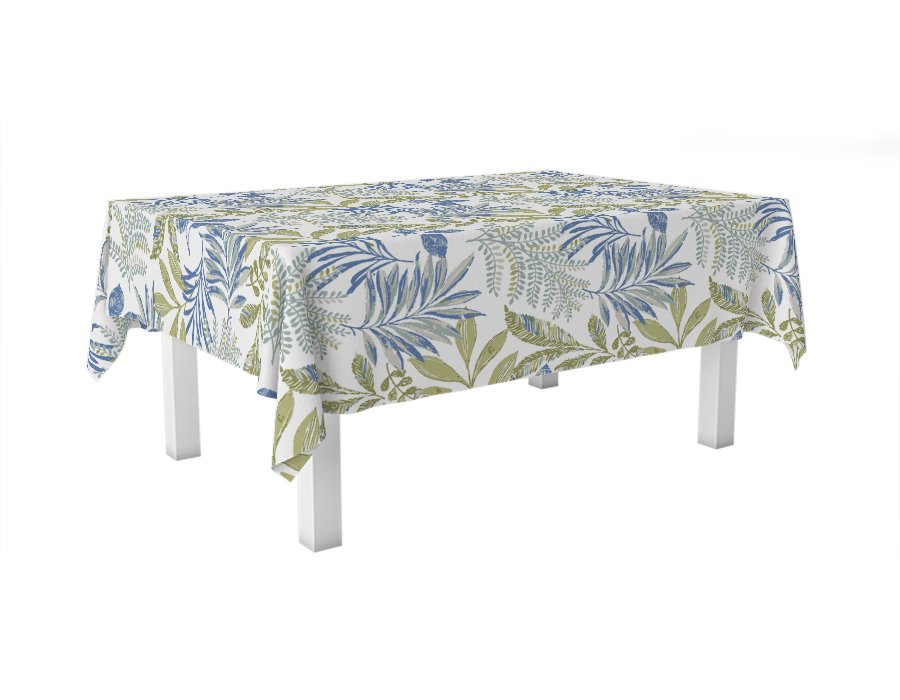 Mantel Rectangular Selva Azul (Lino Viscosa Antimanchas)