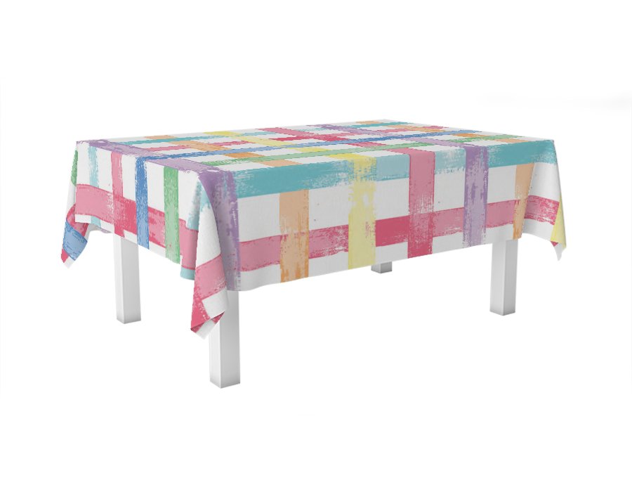 Mantel Rectangular Cuadros Rainbow (Gabardina)