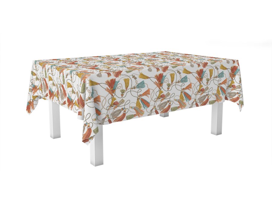 Mantel Rectangular Borlas (Lino Viscosa Antimanchas)