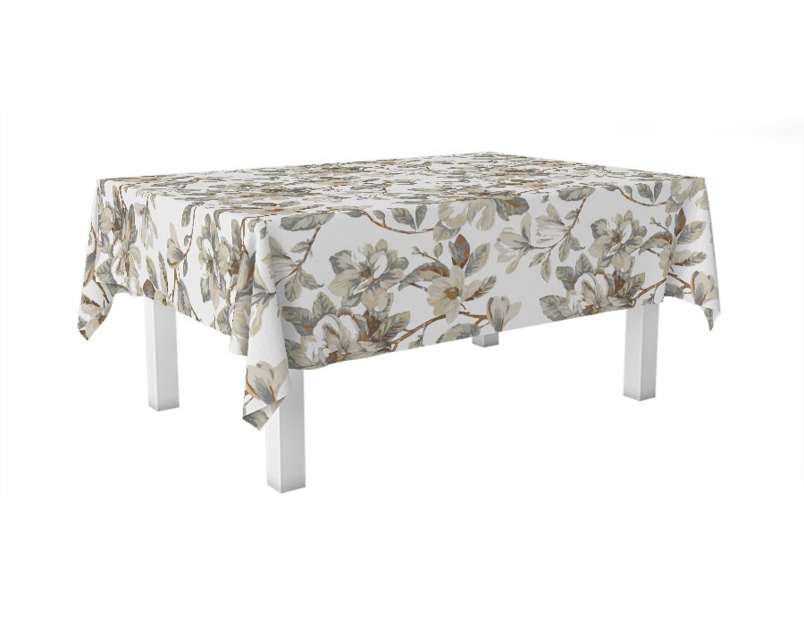 Mantel Rectangular Magnolias (Lino Viscosa Antimanchas)