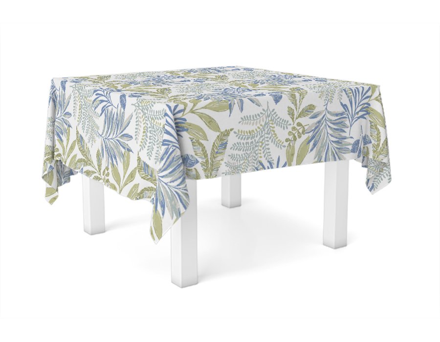 Mantel Cuadrado Selva Azul (Lino Viscosa Antimanchas)