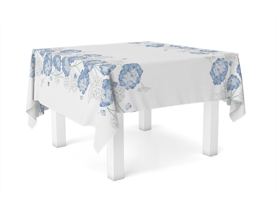 Mantel Cuadrado Hortensias (Lino Viscosa Antimanchas)